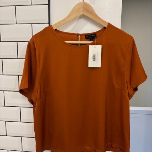 Sophie Grace 'Hannah' Silk Tee - Ochre - Size: L - NEW WITH TAGS - Picture 3 of 5